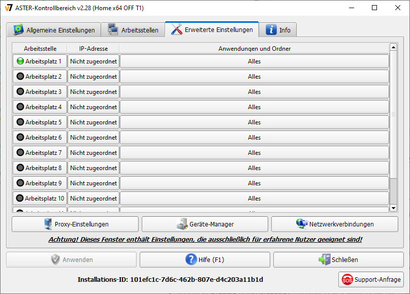 Die Registerkarte “Extended Settings”