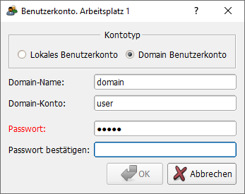 Das Enter mit dem Domain-Konto