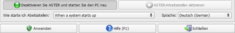Schalten Sie ASTER ein und starten Sie den PC neu