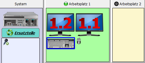 Geräte können durch Ziehen in den Arbeitsbereich zugewiesen werden