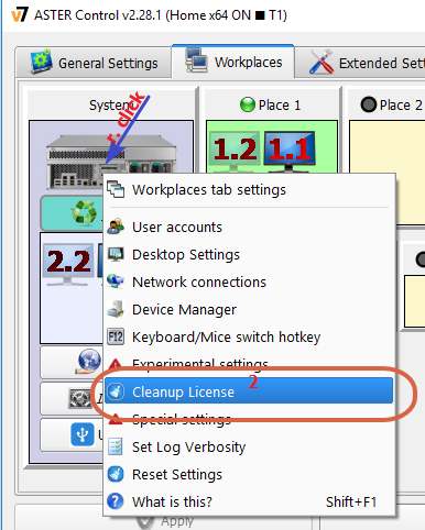 Clearing license information on the Workplace tab