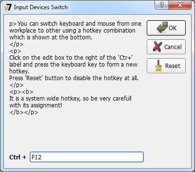 Setting hotkeys for switching input devices