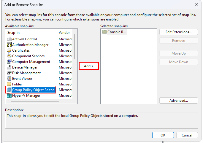 Choose “Group Policy Object Editor”