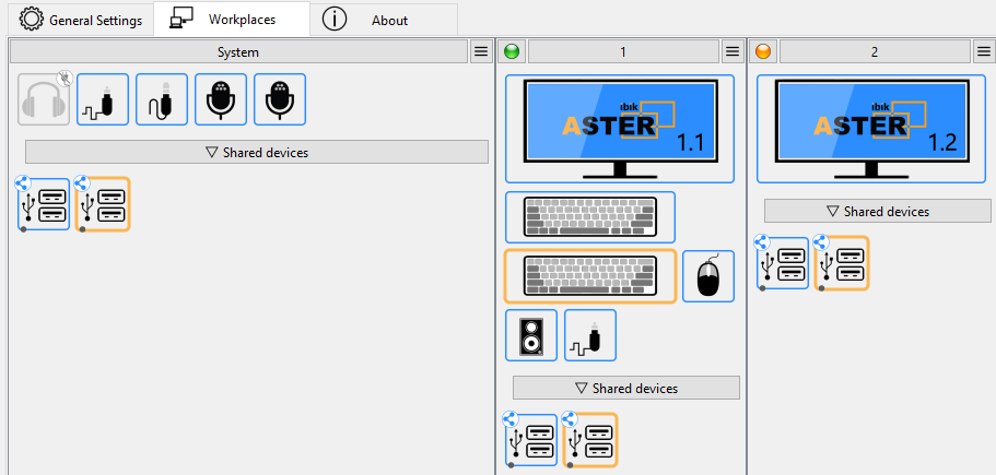 Device assigning by dragging them into work area