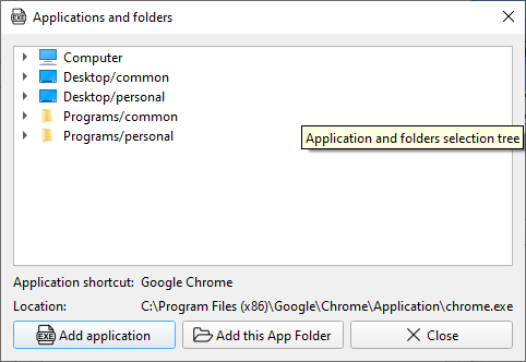 Adding programs and folders to the list