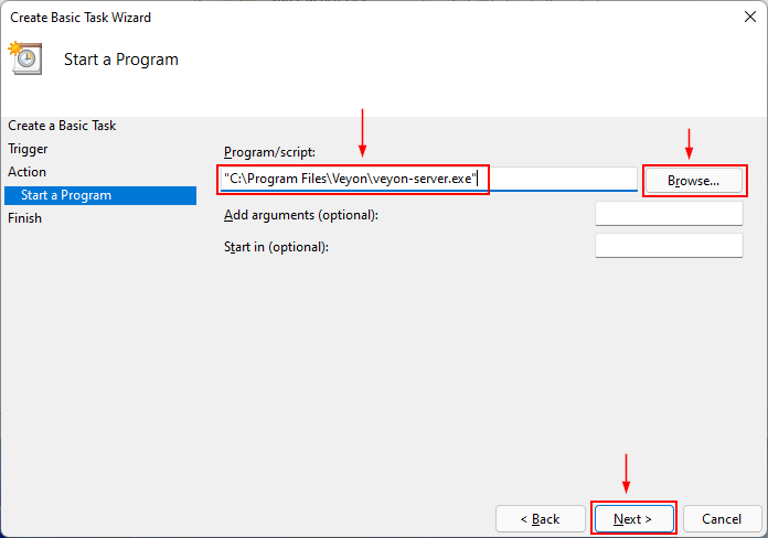 Specify the path to the startup file (Figure 18)