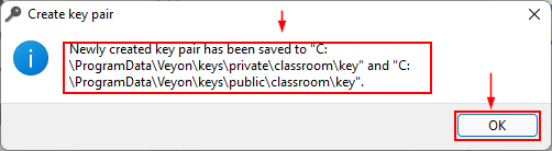 End of creation of key pair (Figure 9)