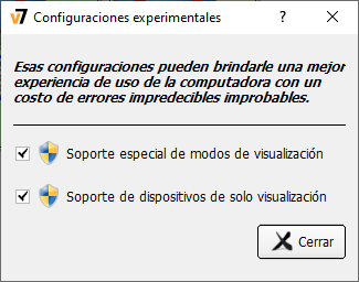 Ajustes experimentales Ventana