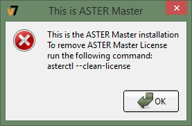 Use this command for removing ASTER Master License