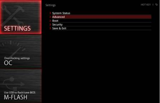 Select advanced BIOS settings