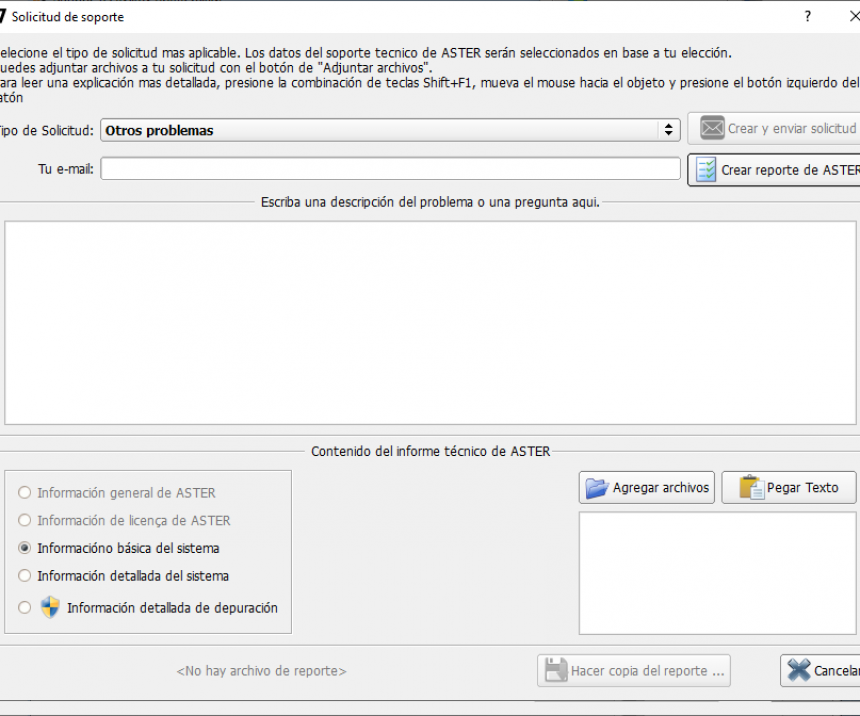 Solicitud de Soporte Ventana
