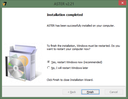 Restart the computer to finish the installation