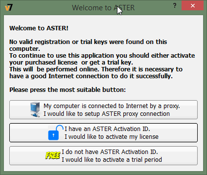 Witamy w interfejsie użytkownika ASTER