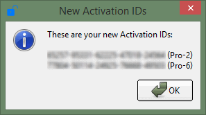 Your new activation IDs
