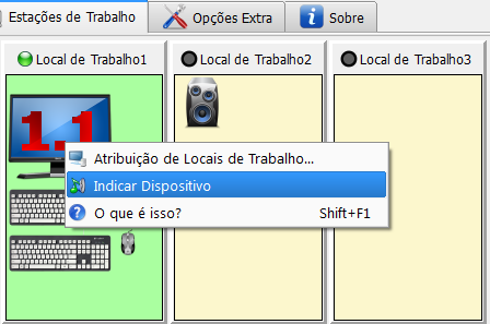 Indique o dispositivo no menu de contexto