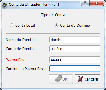Conta de Utilizador para Terminais: Conta de Dominio