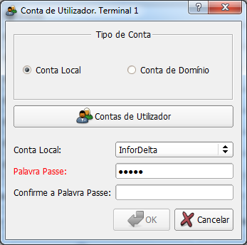 Conta de Utilizador para Terminais: Conta de Local