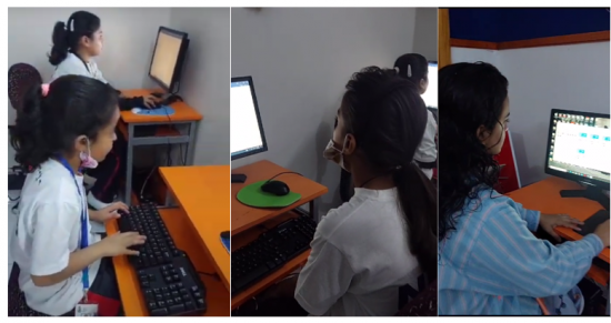 Teacher and children use 1 PC and 6 ASTER workplaces