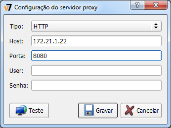 Janela "Configuração do Servidor Proxy"