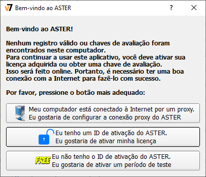 Bem-vindo à interface do usuário do ASTER