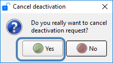 Подтверждение отмены деактивации