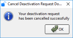Подтверждение отмены запроса на деактивацию